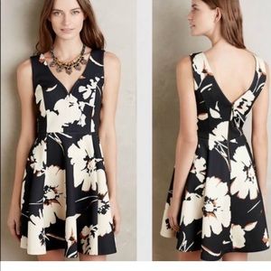 Anthropologie Maeve Amory Black Floral Dress